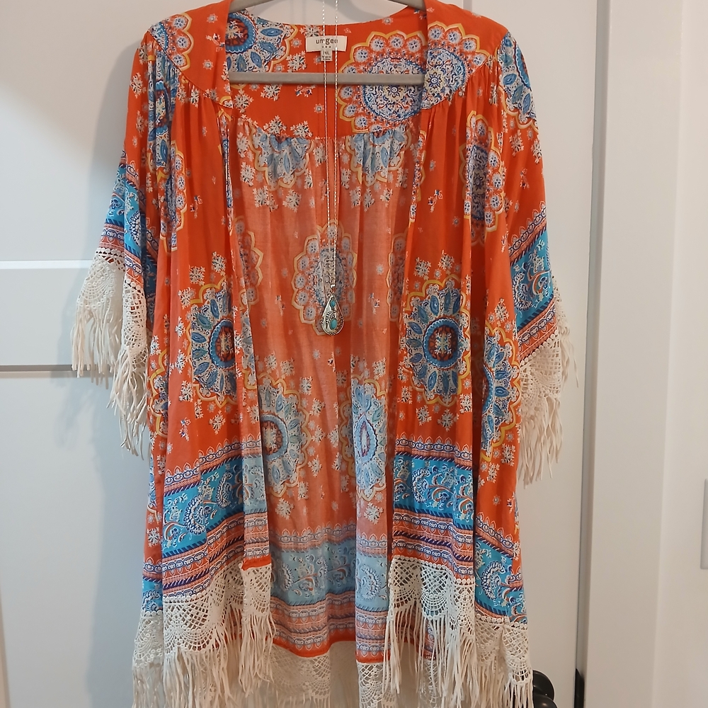 Umgee Red and Yellow Floral Kimono